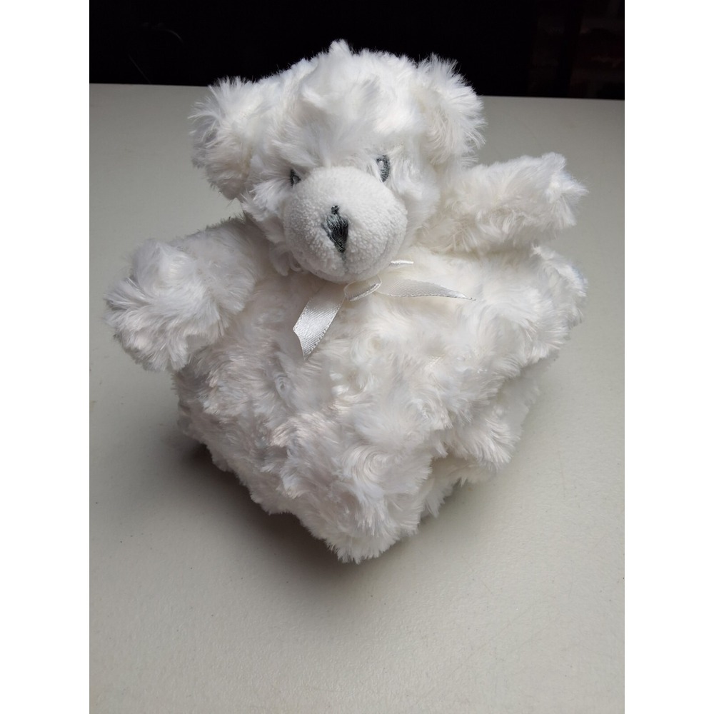 Blankets & Beyond solid white Bear lovey plush security blanket Soft fluffy